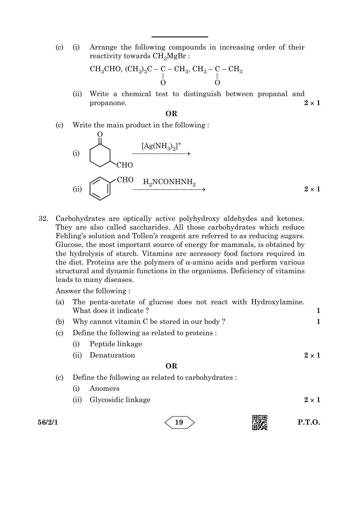 CBSE Class 12 56-2-1 Chemistry 2023 Question Paper - Page 19