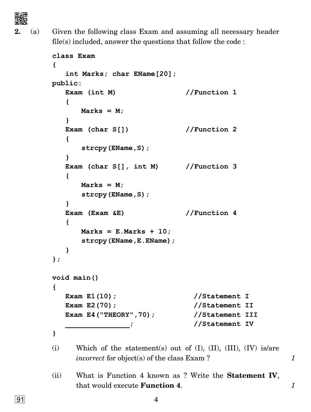 CBSE Class 12 91 COMPUTER SCIENCE 2019 Compartment Question Paper - Page 4