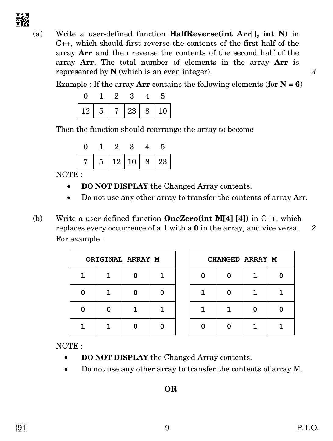 CBSE Class 12 91 COMPUTER SCIENCE 2019 Compartment Question Paper - Page 9