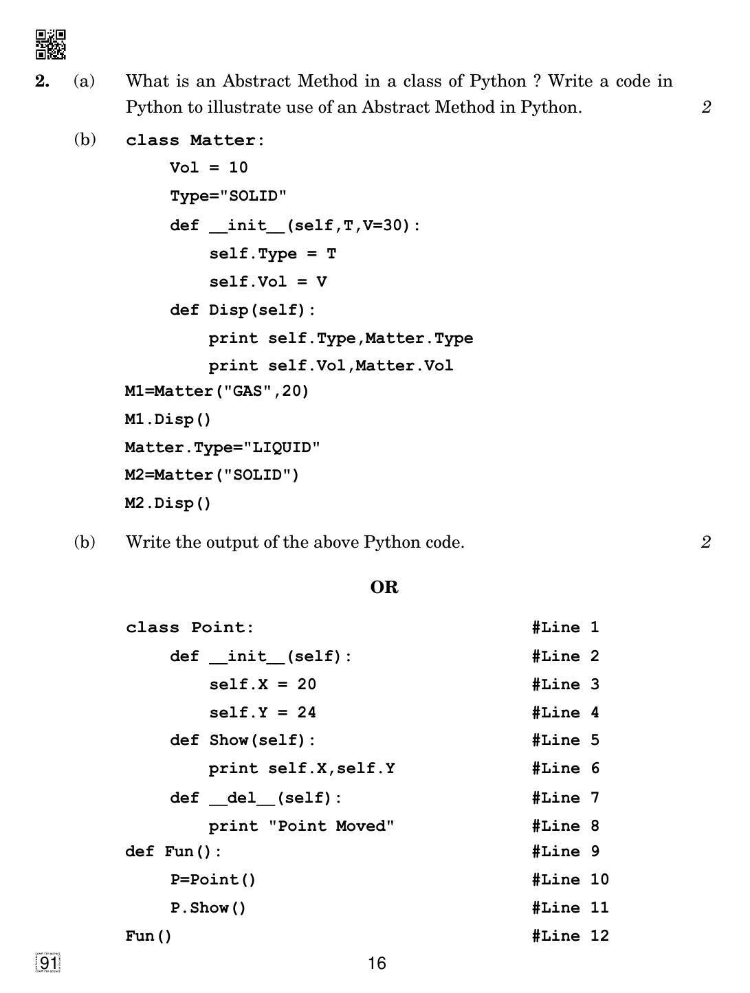 CBSE Class 12 91 COMPUTER SCIENCE 2019 Compartment Question Paper - Page 16