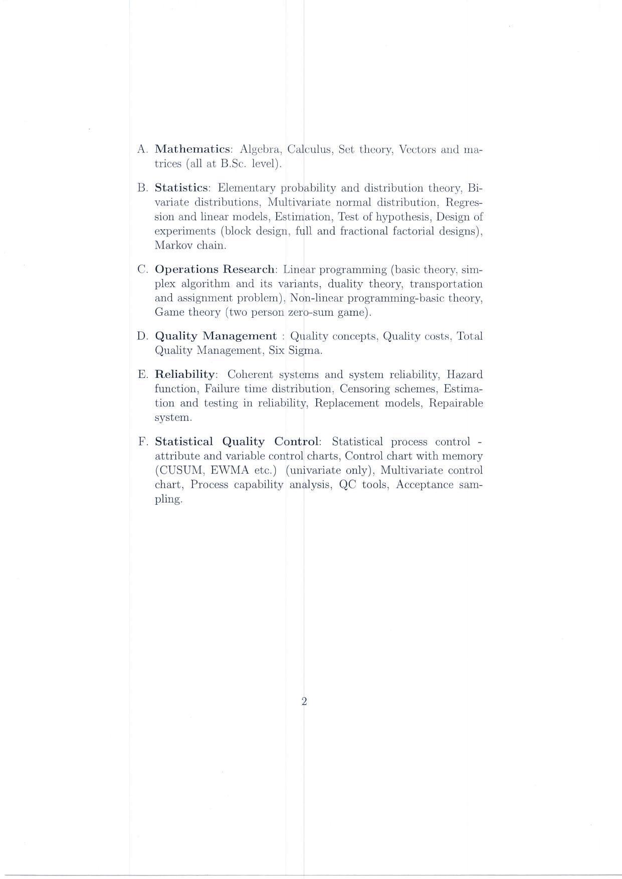 ISI Admission Test JRF in Quality, Reliability and Operations Research QRB 2016 Sample Paper - Page 2