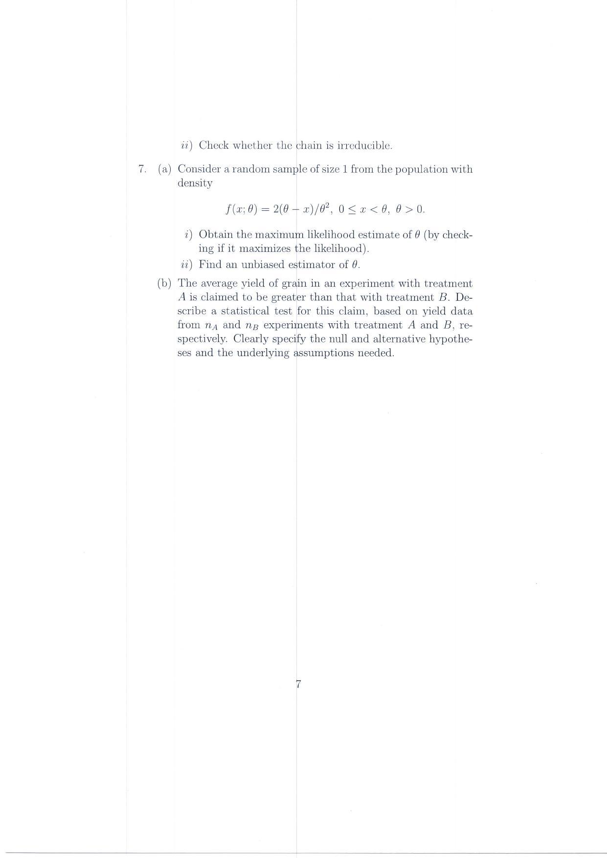 ISI Admission Test JRF in Quality, Reliability and Operations Research QRB 2016 Sample Paper - Page 7