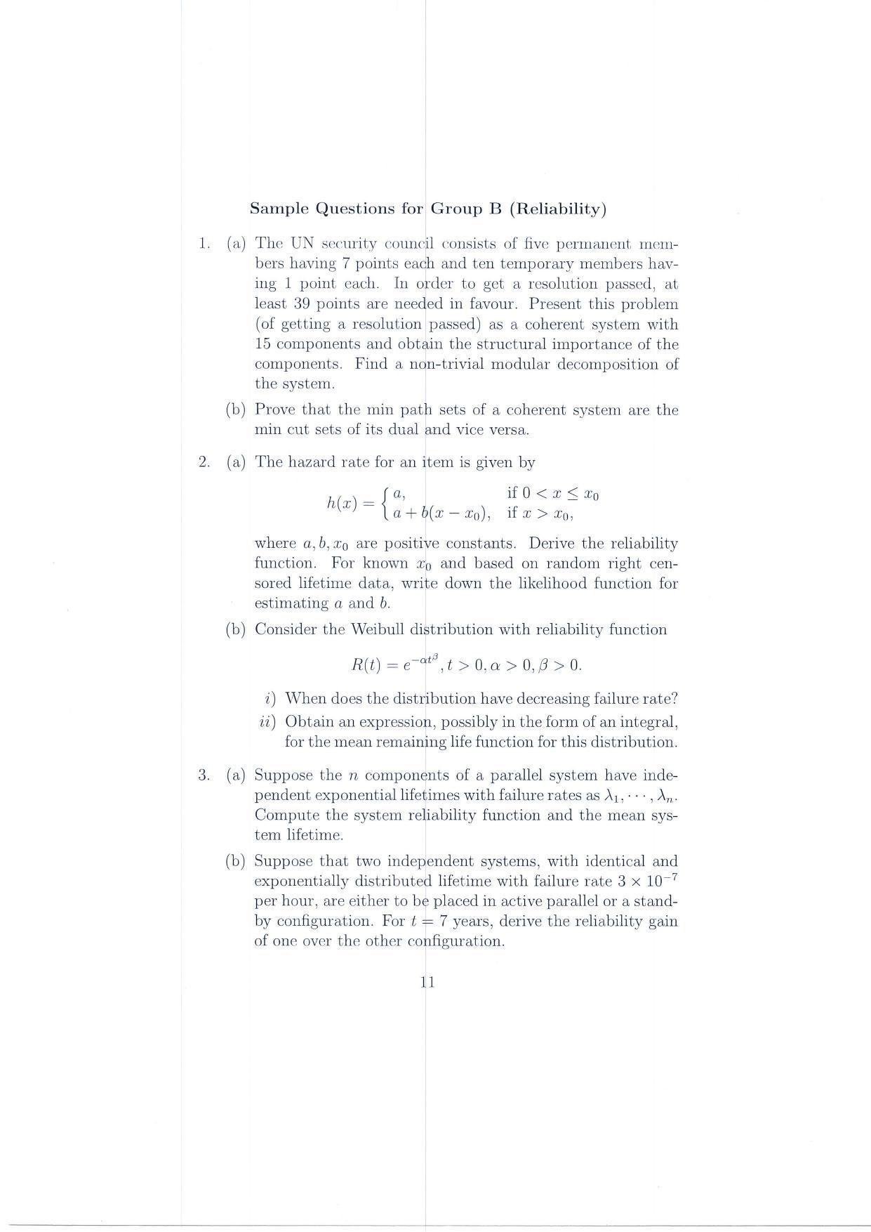 ISI Admission Test JRF in Quality, Reliability and Operations Research QRB 2016 Sample Paper - Page 11