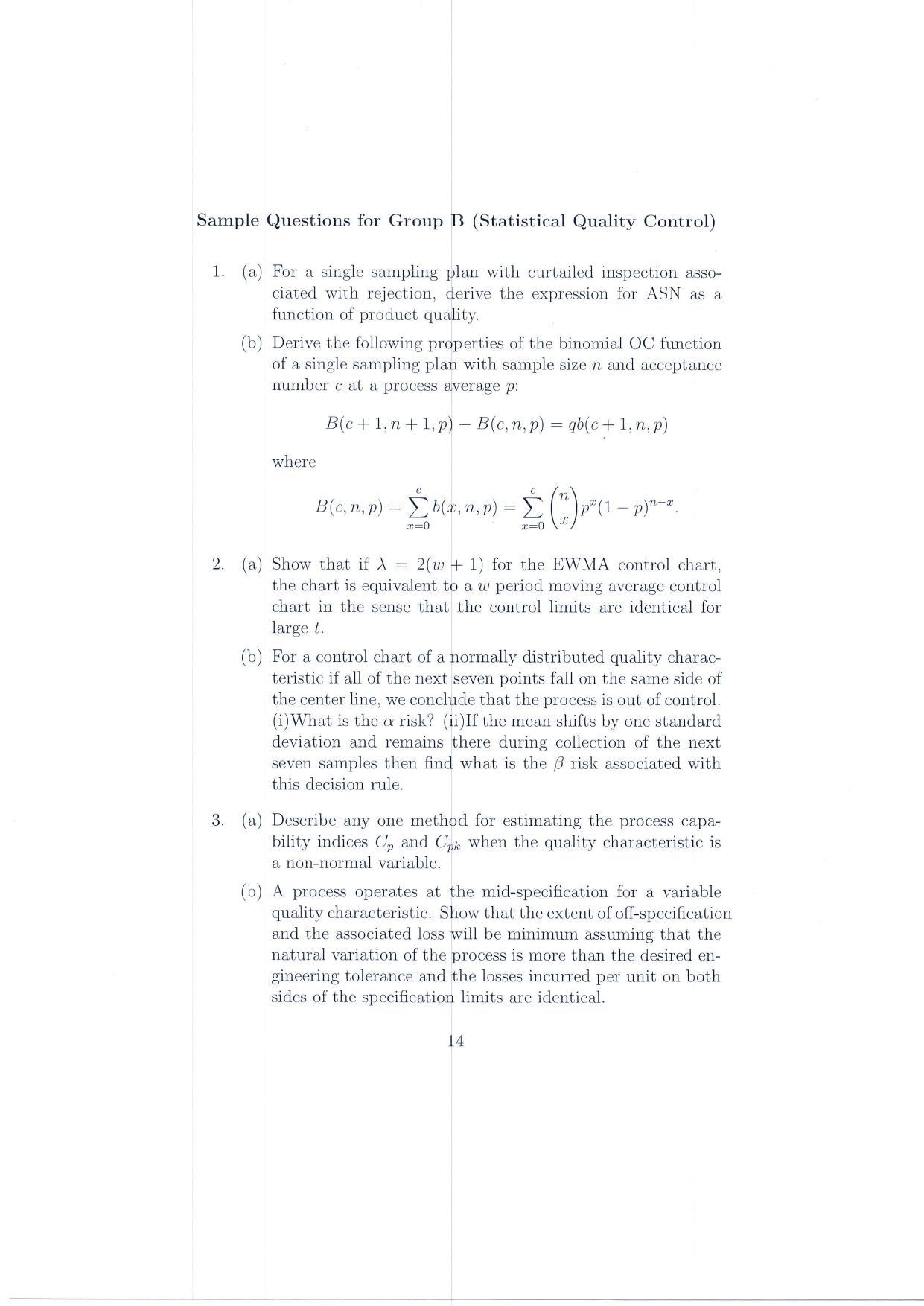 ISI Admission Test JRF in Quality, Reliability and Operations Research QRB 2016 Sample Paper - Page 14