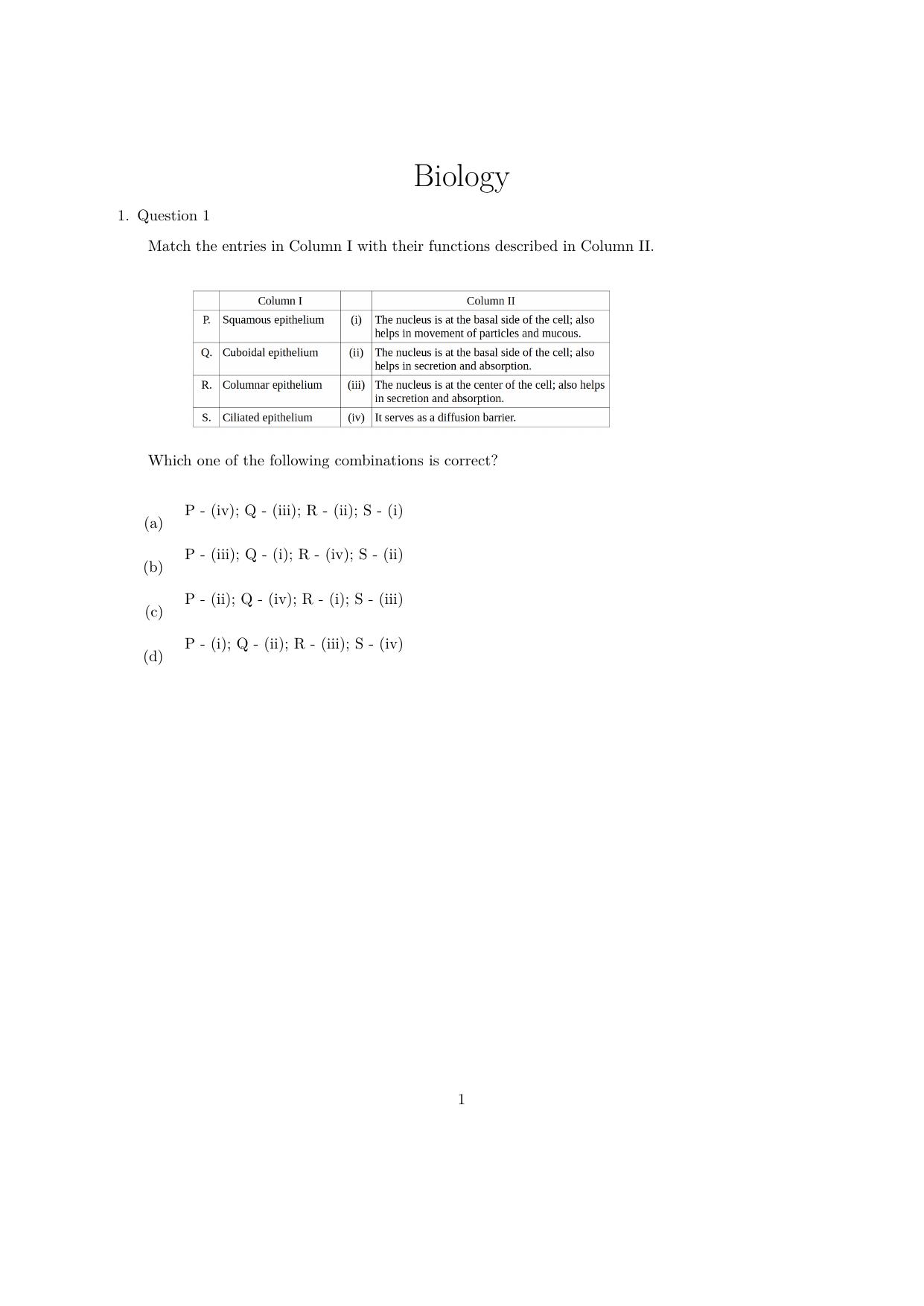 IISER Aptitude Test 2023 English Question Paper - Page 1