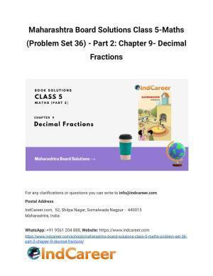 Maharashtra Board Solutions Class 5-Maths (Problem Set 36) - Part 2: Chapter 9- Decimal Fractions