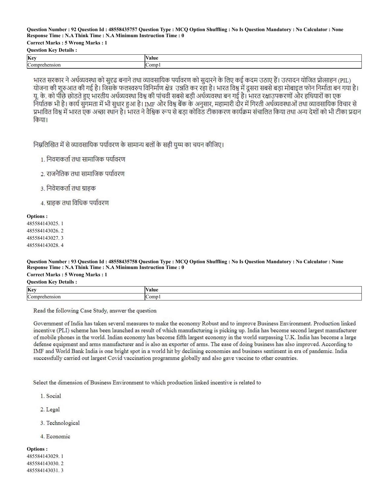 CUET 2023 Domestic Shift 2 Question Papers - 20 June 2023 - Page 91