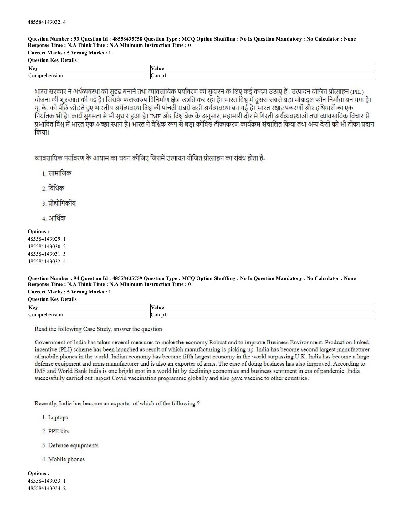CUET 2023 Domestic Shift 2 Question Papers - 20 June 2023 - Page 92