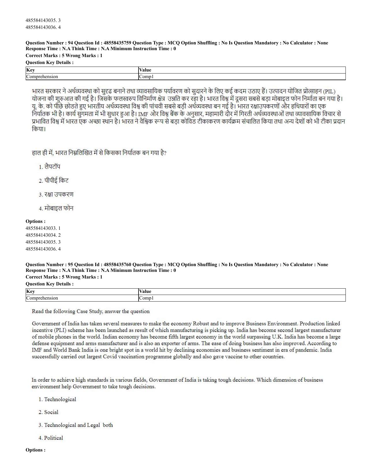 CUET 2023 Domestic Shift 2 Question Papers - 20 June 2023 - Page 93
