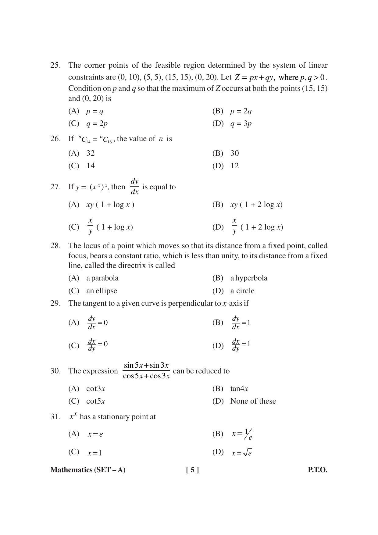 MBSE HSSLC Maths Sample Paper - Page 5