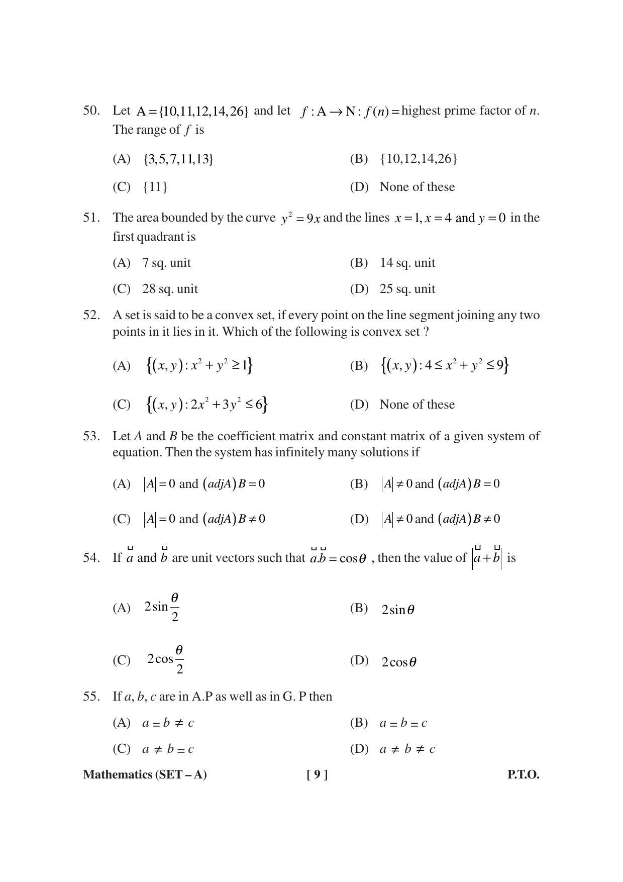 MBSE HSSLC Maths Sample Paper - Page 9