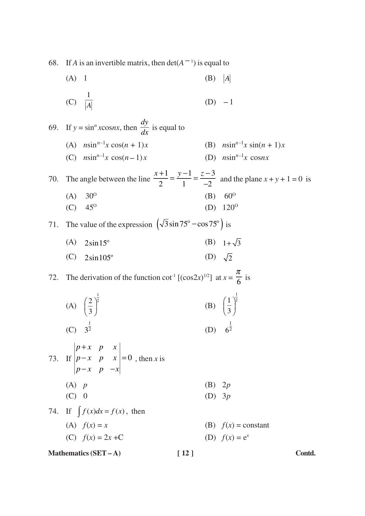 MBSE HSSLC Maths Sample Paper - Page 12