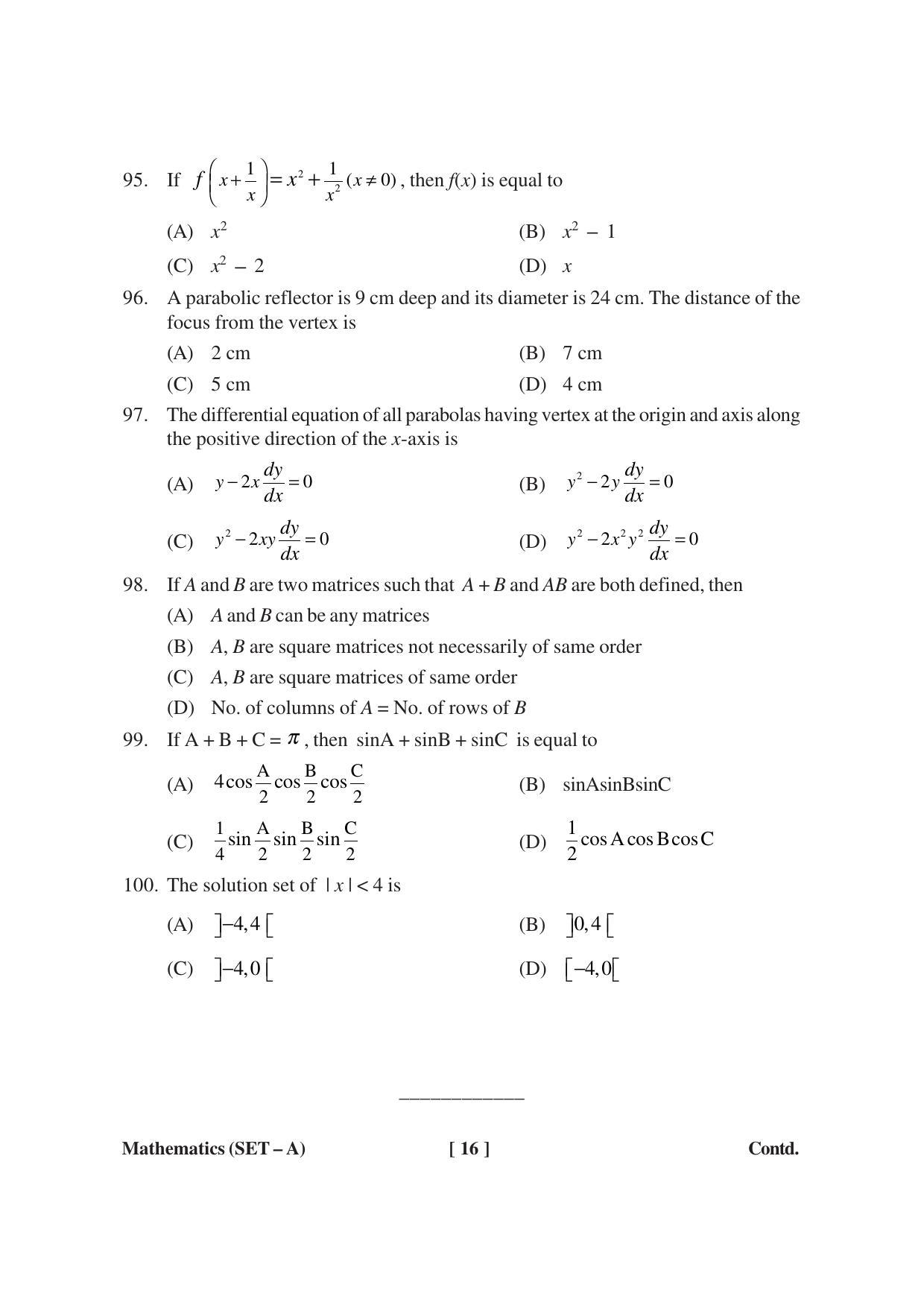 MBSE HSSLC Maths Sample Paper - Page 16