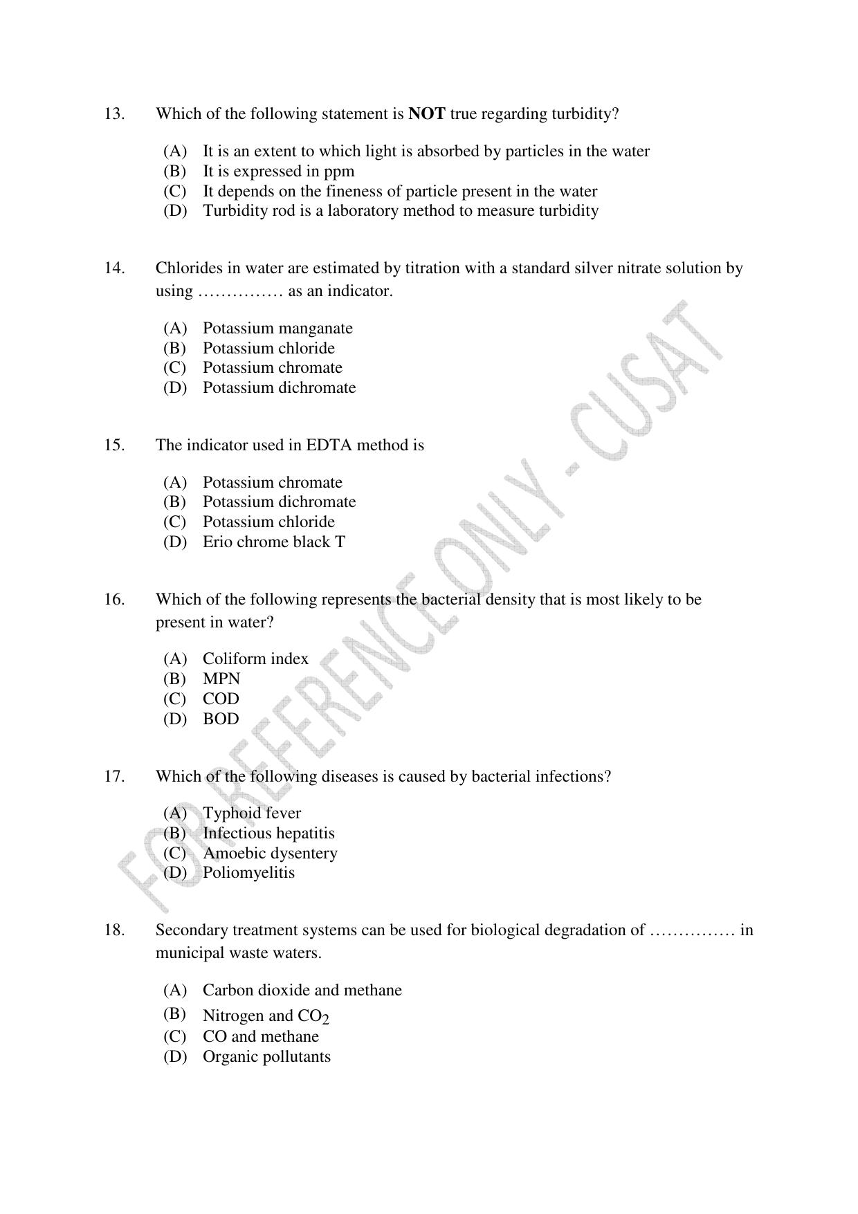CUSAT CAT 2023 ENGINEERING SCIENCE Question Paper - Page 3
