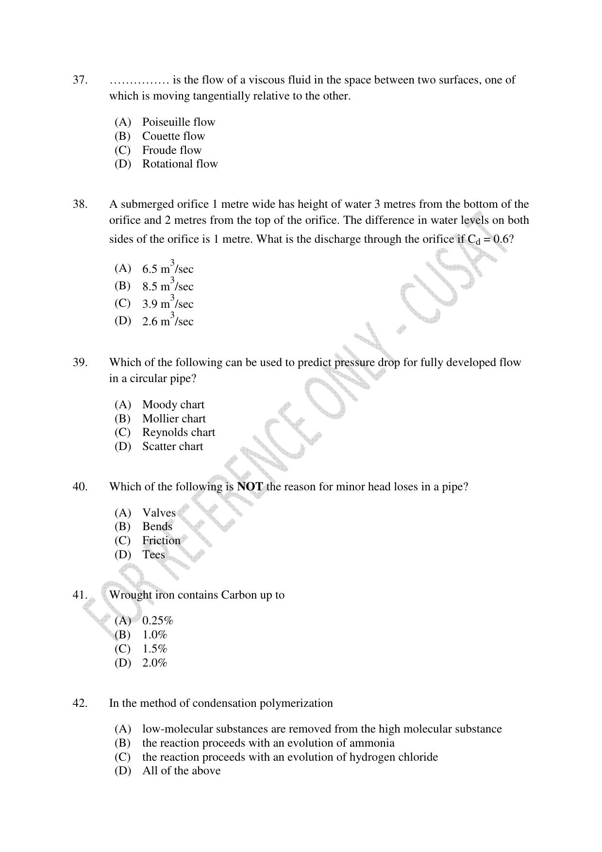CUSAT CAT 2023 ENGINEERING SCIENCE Question Paper - Page 7