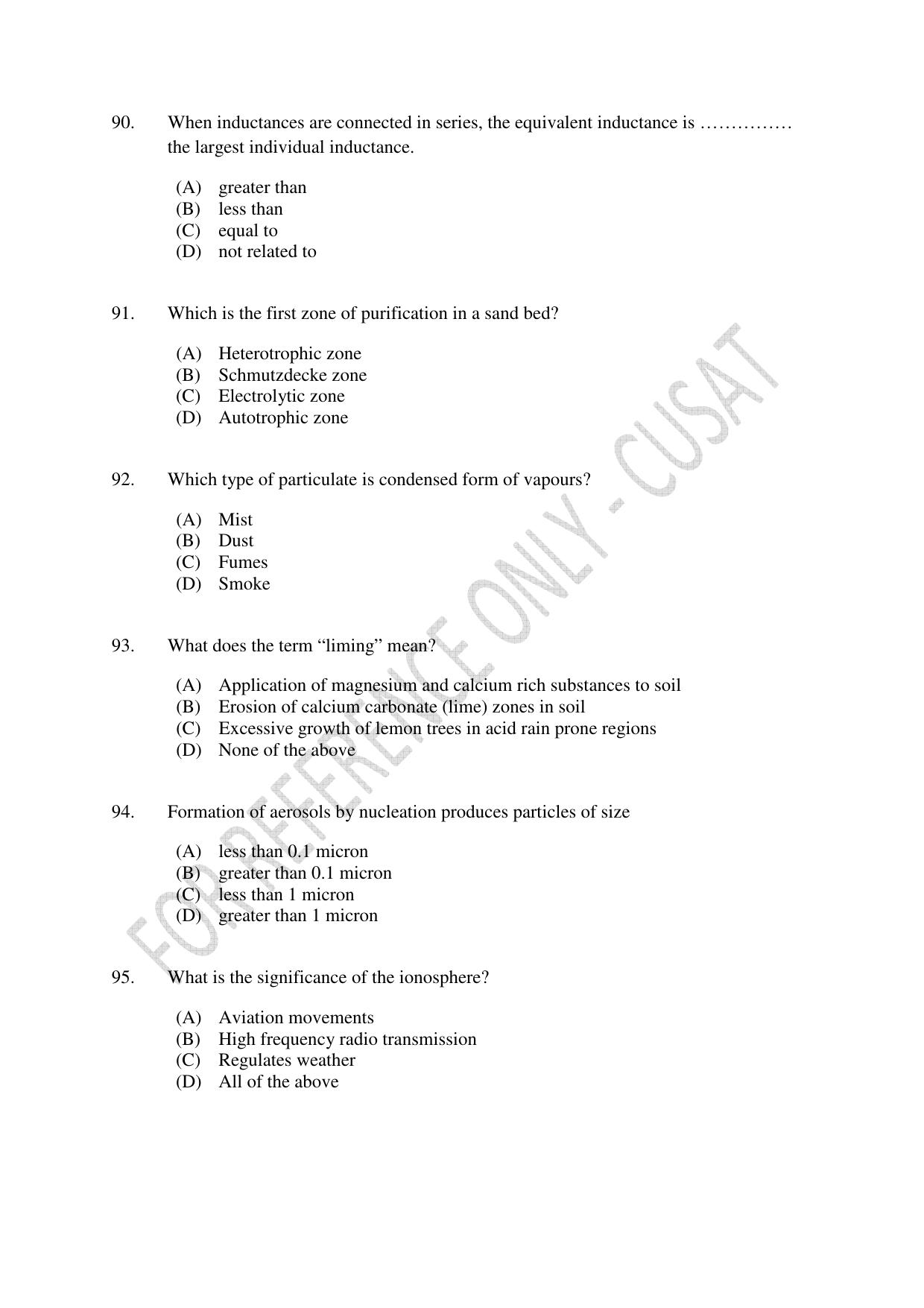 CUSAT CAT 2023 ENGINEERING SCIENCE Question Paper - Page 16