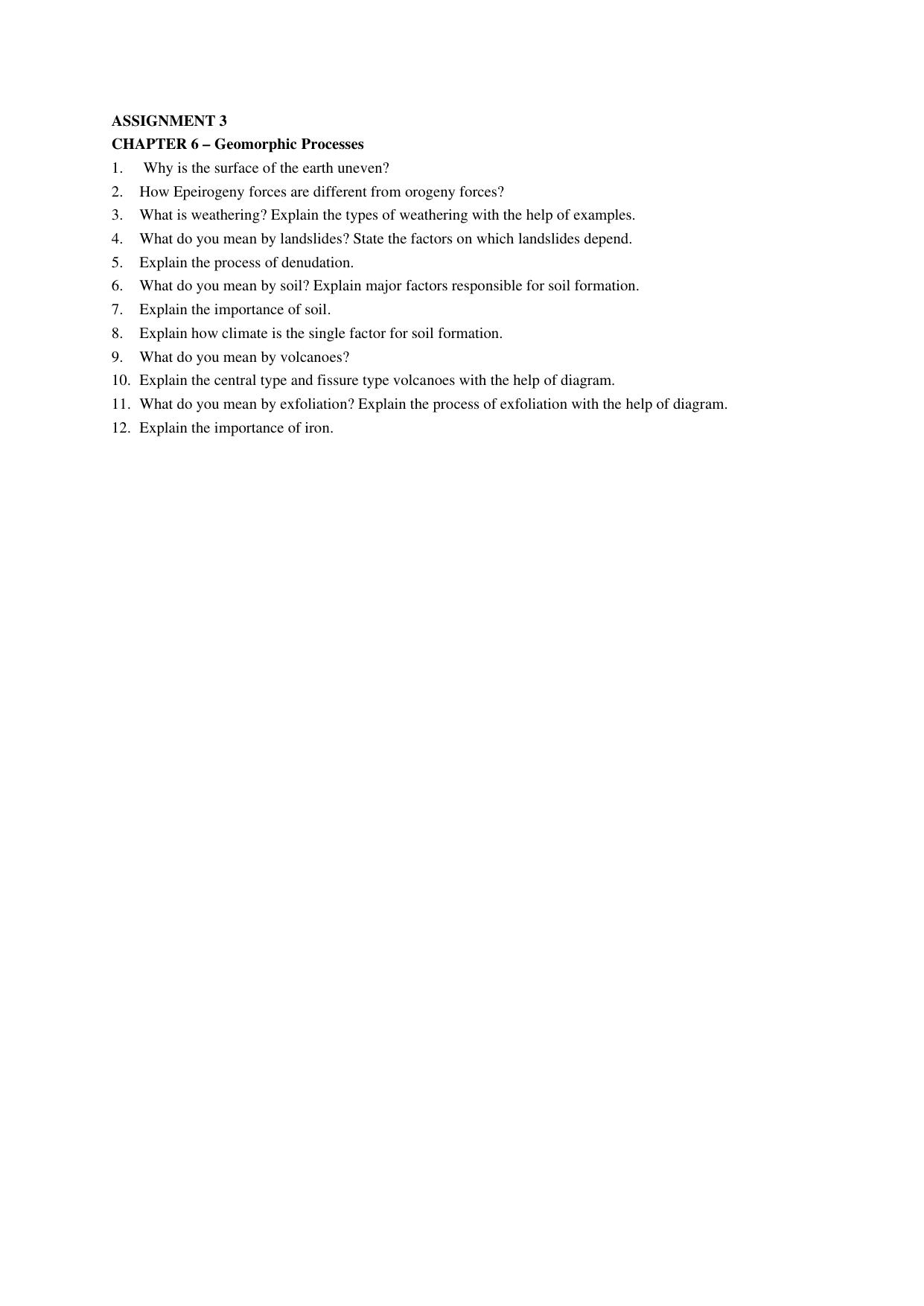 CBSE Worksheets for Class 11 Geography Assignment 4 - Page 1