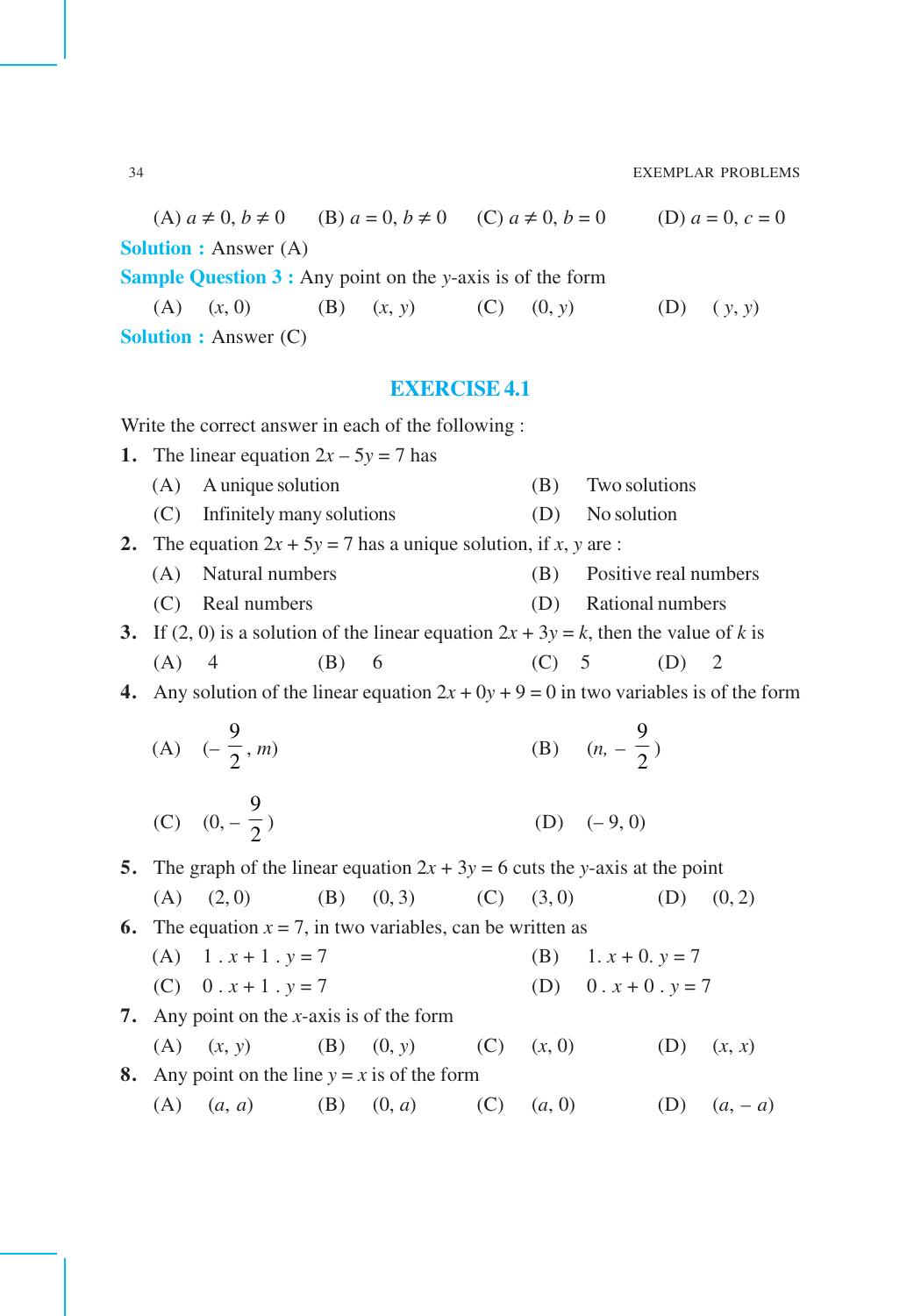 CBSE Worksheets for Class 9 Mathematics Linear Equations in Two ...