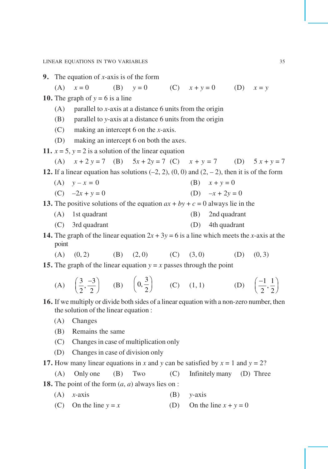 CBSE Worksheets for Class 9 Mathematics Linear Equations in Two Variables Assignment 5 - Page 3