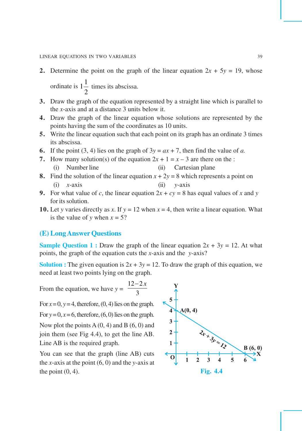 CBSE Worksheets for Class 9 Mathematics Linear Equations in Two Variables Assignment 5 - Page 7