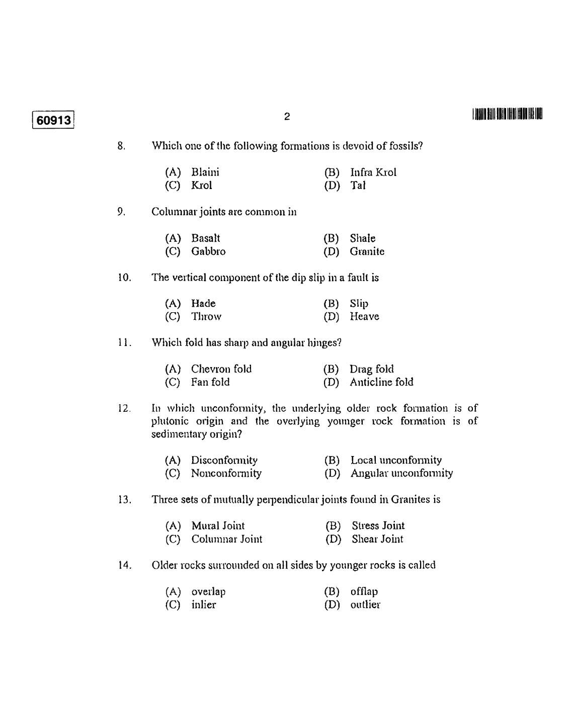 CUSAT CAT 2013 Geology Question Paper - Page 3