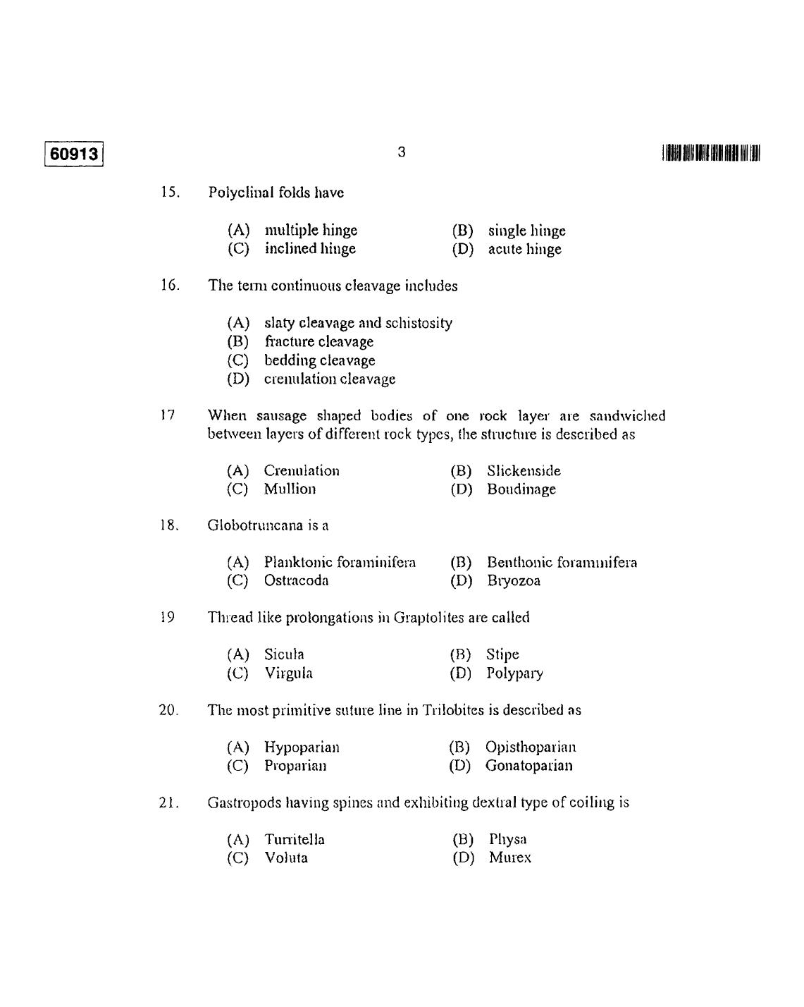 CUSAT CAT 2013 Geology Question Paper - Page 4