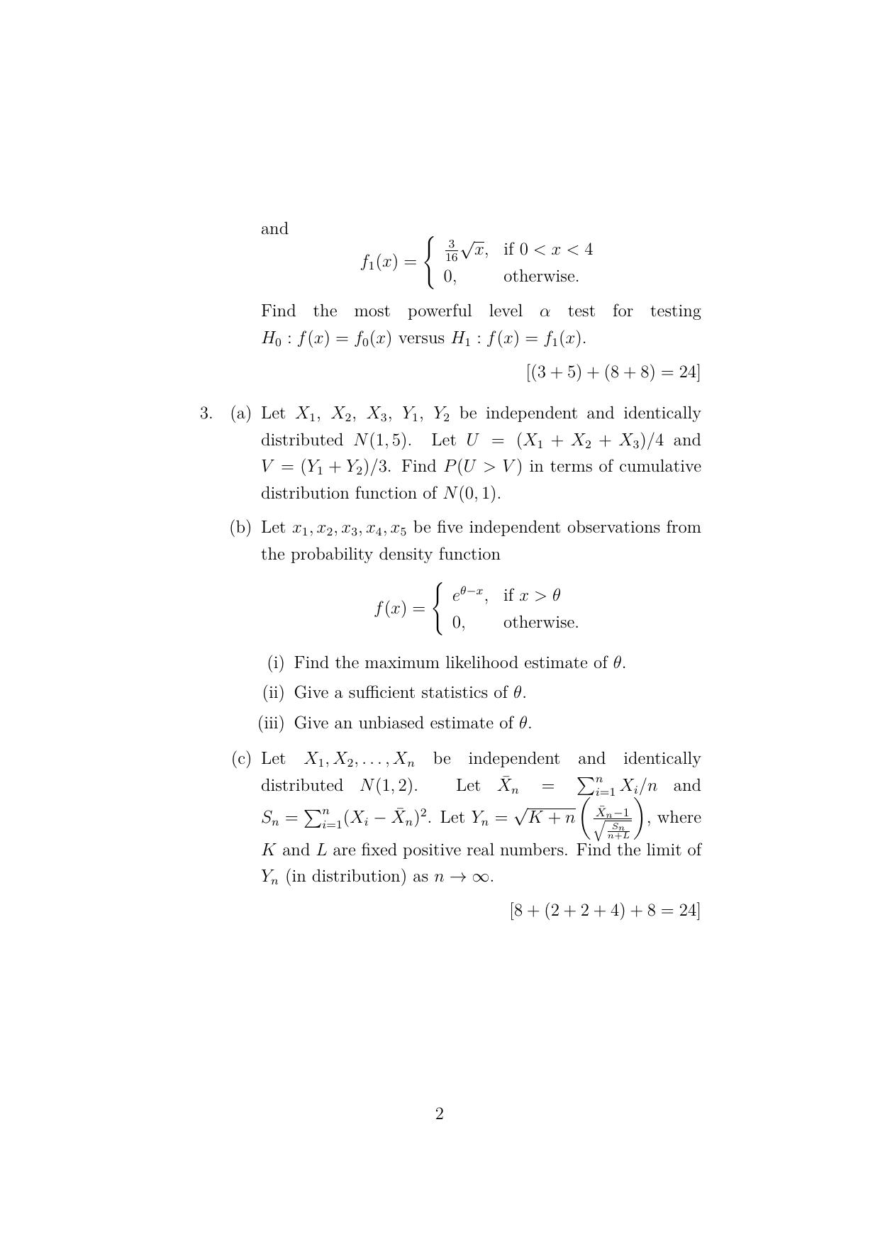 ISI Admission Test JRF in Quality, Reliability and Operations Research (QRB) 2023 Sample Paper - Page 2