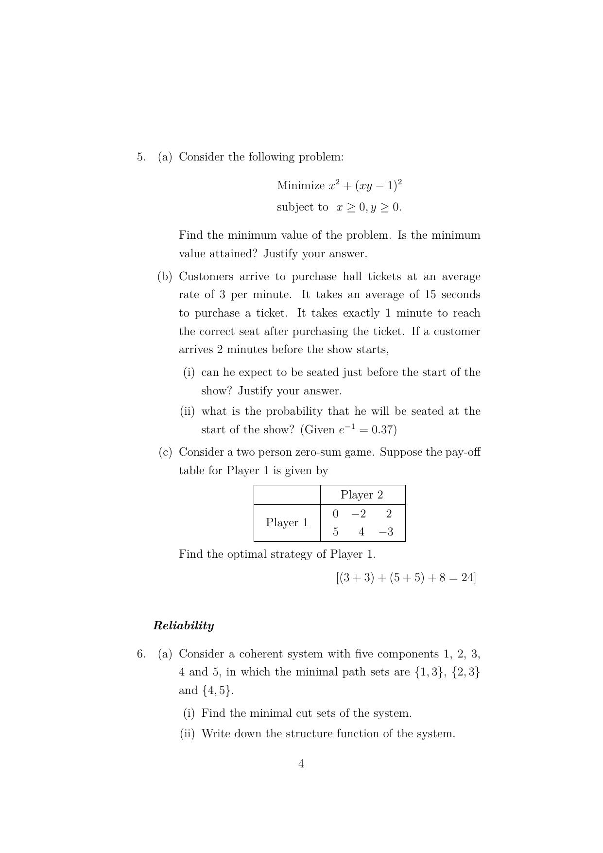 ISI Admission Test JRF in Quality, Reliability and Operations Research (QRB) 2023 Sample Paper - Page 4