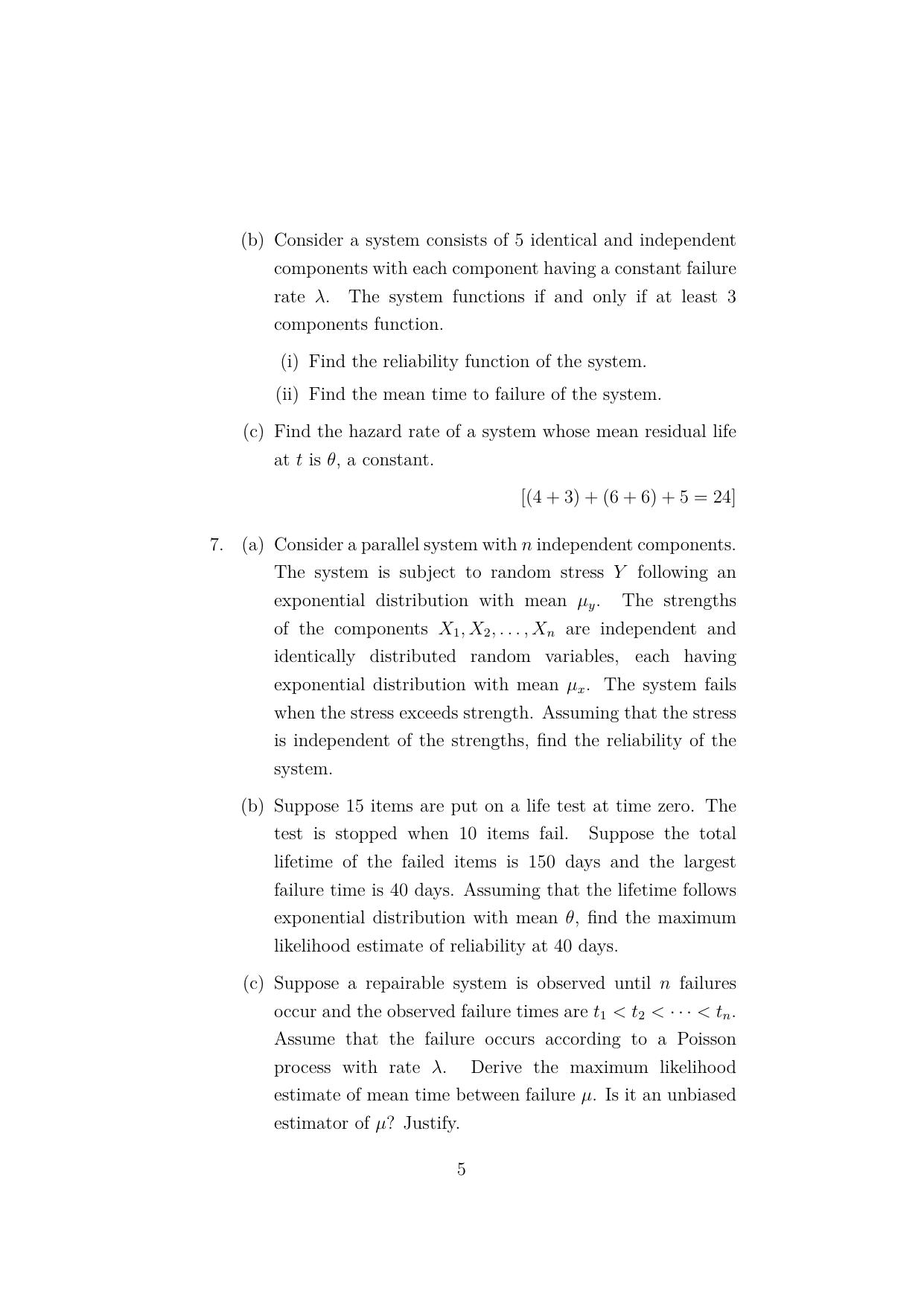 ISI Admission Test JRF in Quality, Reliability and Operations Research (QRB) 2023 Sample Paper - Page 5