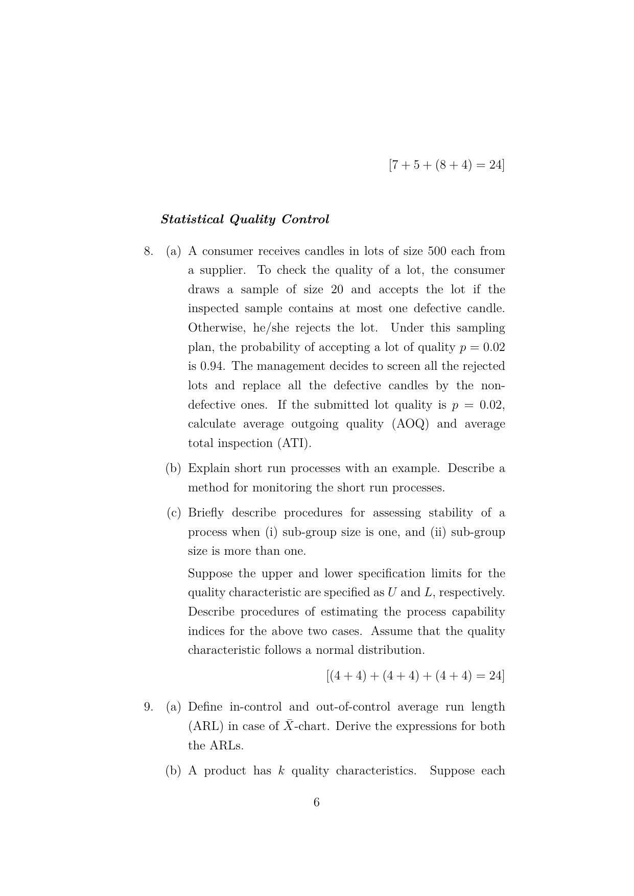 ISI Admission Test JRF in Quality, Reliability and Operations Research (QRB) 2023 Sample Paper - Page 6