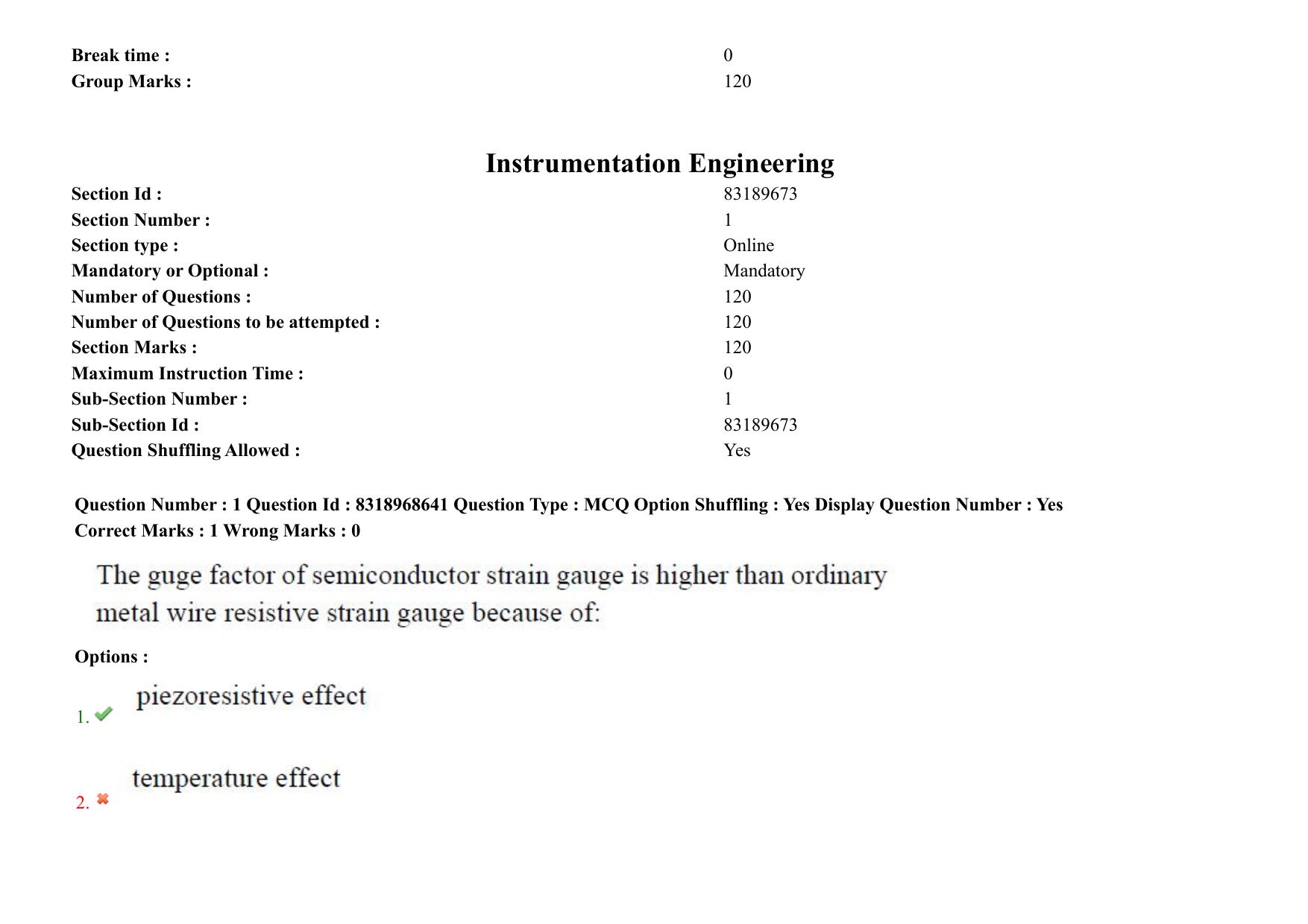 AP PGCET 2025 Instrumentation Paper with Answer Key - Page 2
