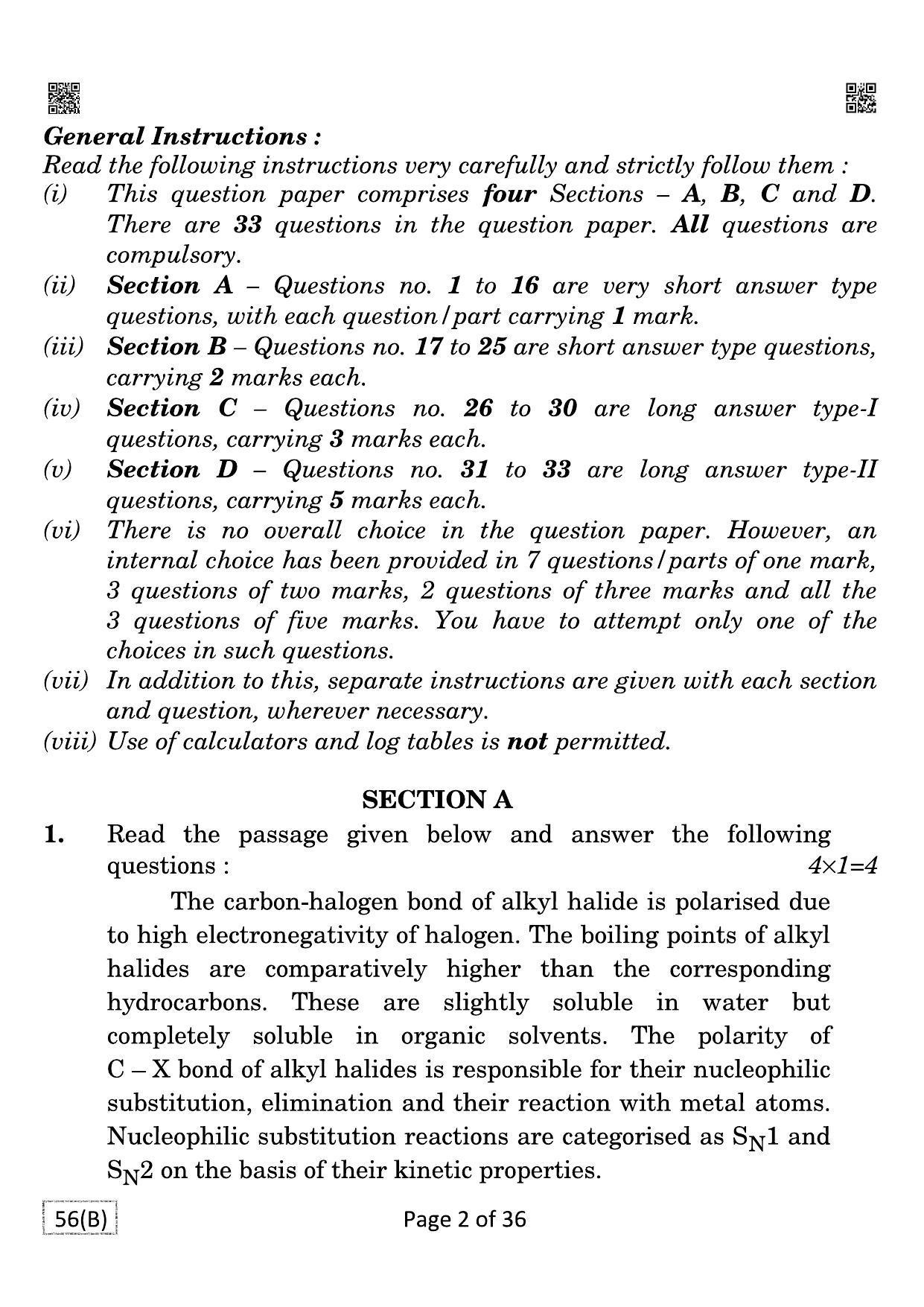 CBSE Class 12 QP_043_CHEMISTRY_FOR_BLIND_CANDIDATES 2021 Compartment Question Paper - Page 2