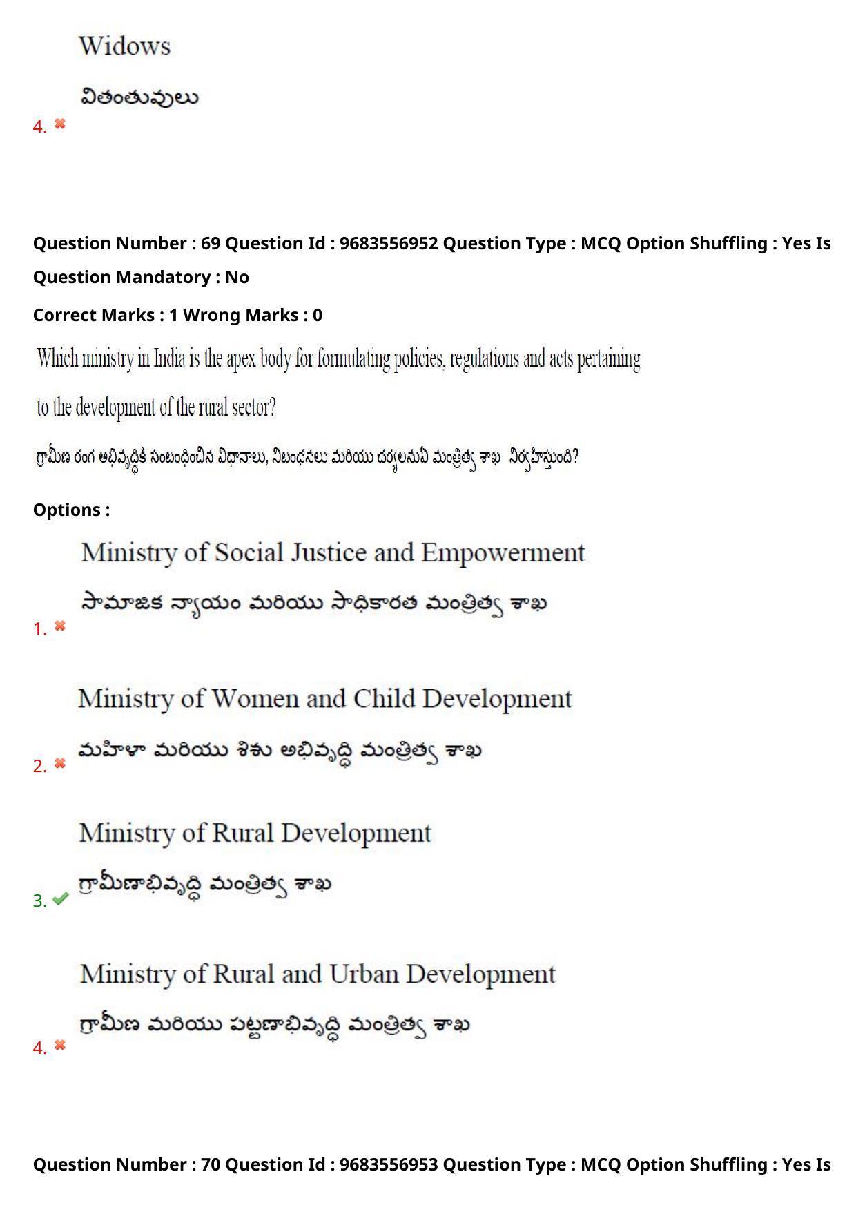 TS CPGET 2021 Master of Social Work (MSW)  (Shift 3) Question Paper with Answer Key - Page 56