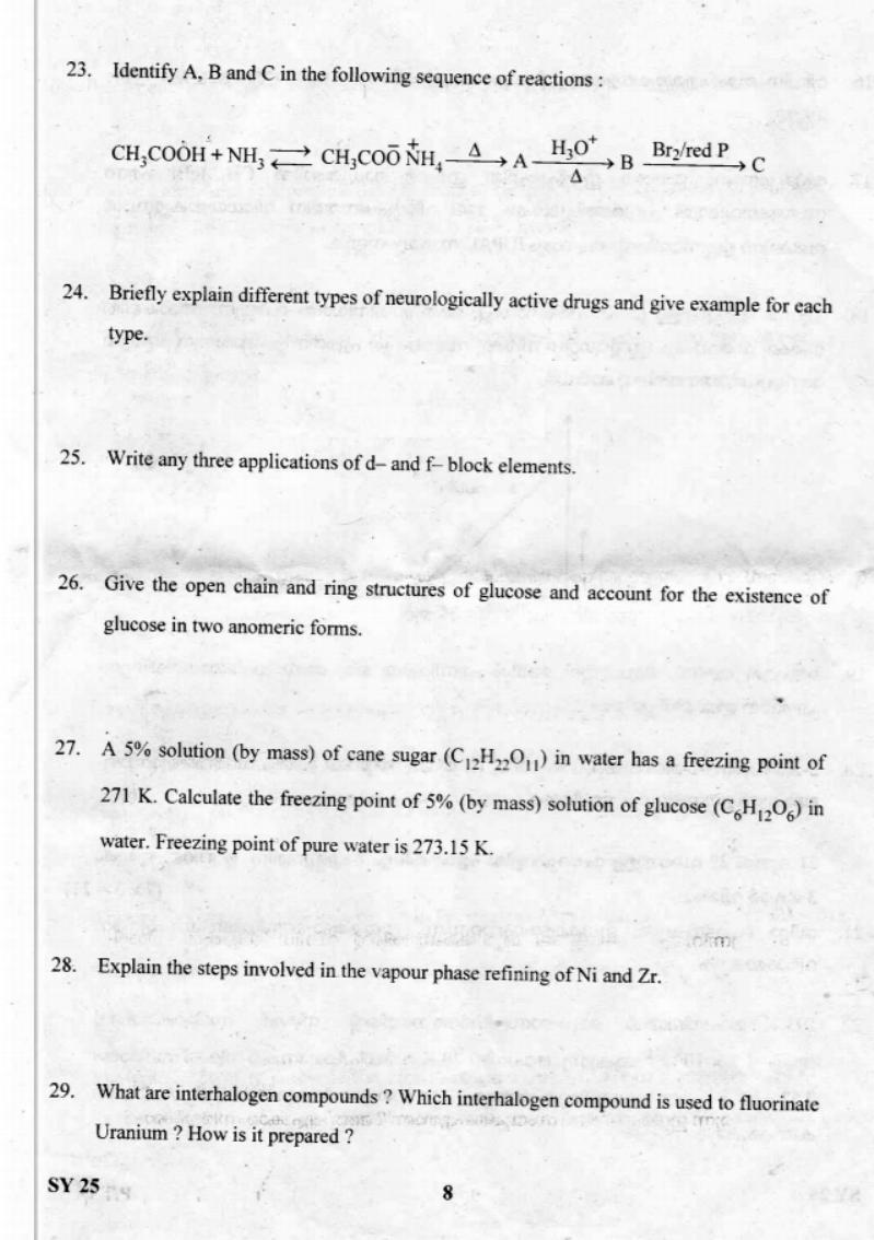 Kerala Plus Two 2019 Chemistry Question Paper - Page 8