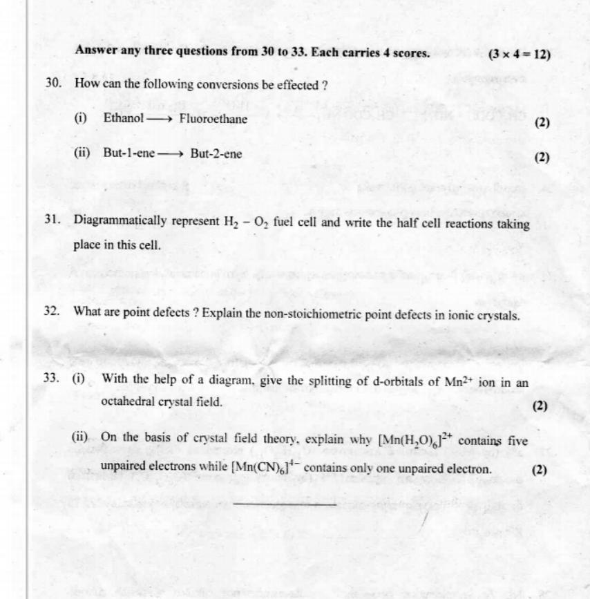 Kerala Plus Two 2019 Chemistry Question Paper - Page 10