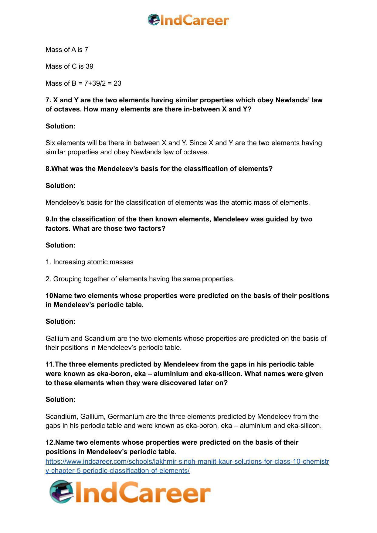 Lakhmir Singh Manjit Kaur Solutions for Class 10 Chemistry: Chapter 5- Periodic Classification Of Elements - Page 4