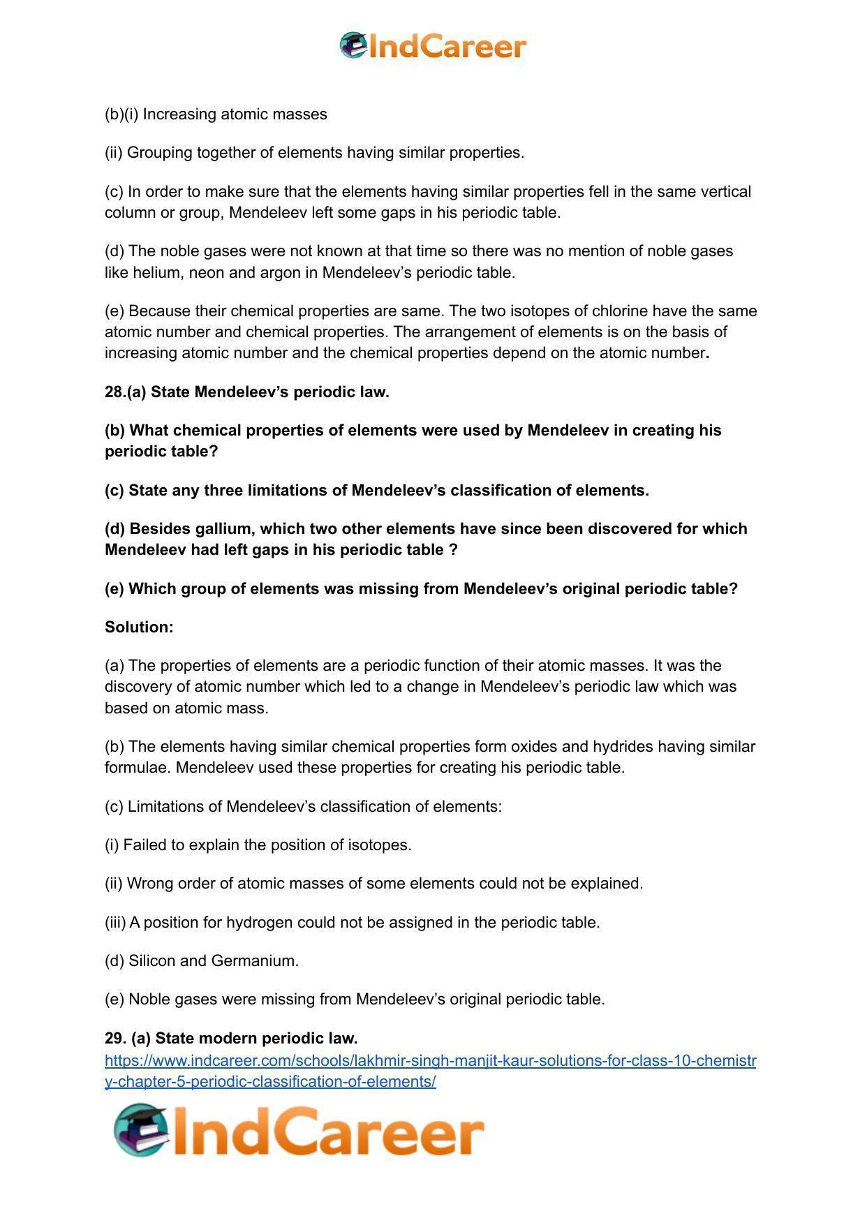 Lakhmir Singh Manjit Kaur Solutions for Class 10 Chemistry: Chapter 5- Periodic Classification Of Elements - Page 11