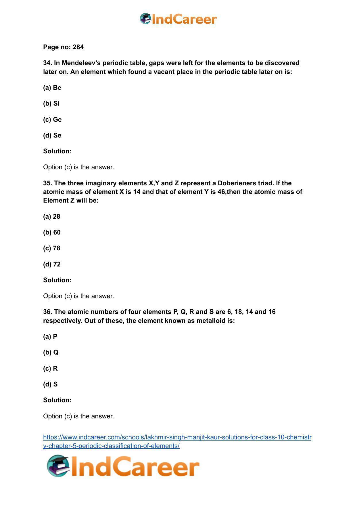 Lakhmir Singh Manjit Kaur Solutions for Class 10 Chemistry: Chapter 5- Periodic Classification Of Elements - Page 14