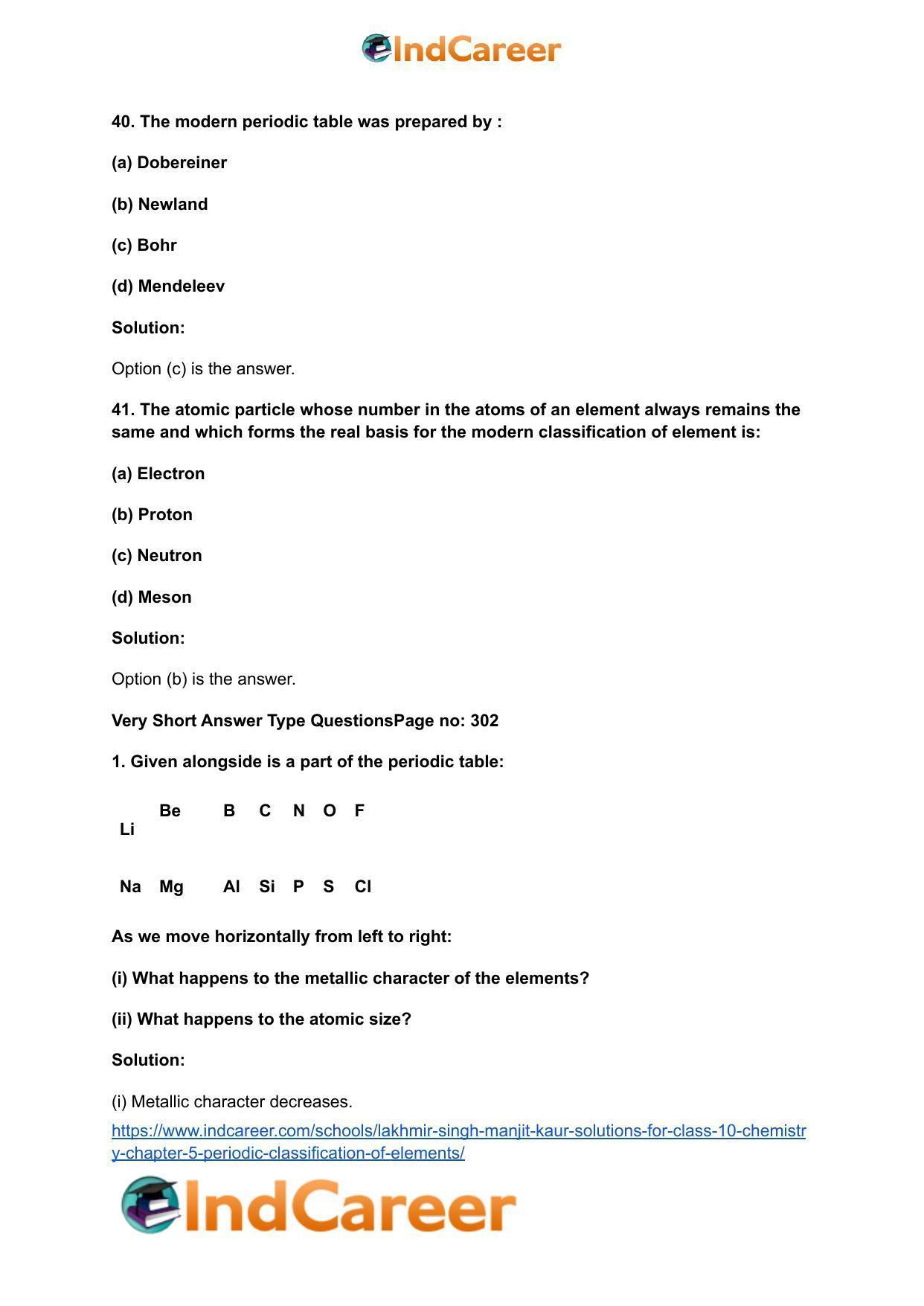 Lakhmir Singh Manjit Kaur Solutions for Class 10 Chemistry: Chapter 5- Periodic Classification Of Elements - Page 16