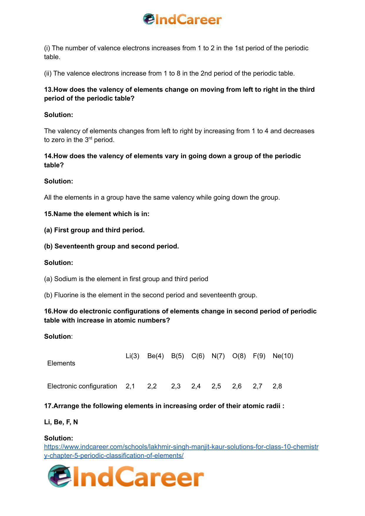 Lakhmir Singh Manjit Kaur Solutions for Class 10 Chemistry: Chapter 5- Periodic Classification Of Elements - Page 19