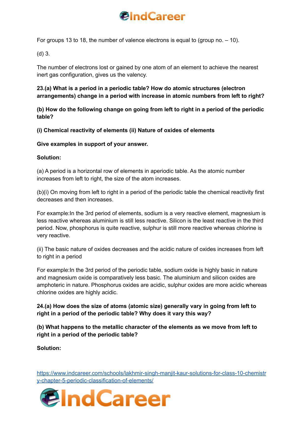 Lakhmir Singh Manjit Kaur Solutions for Class 10 Chemistry: Chapter 5- Periodic Classification Of Elements - Page 22