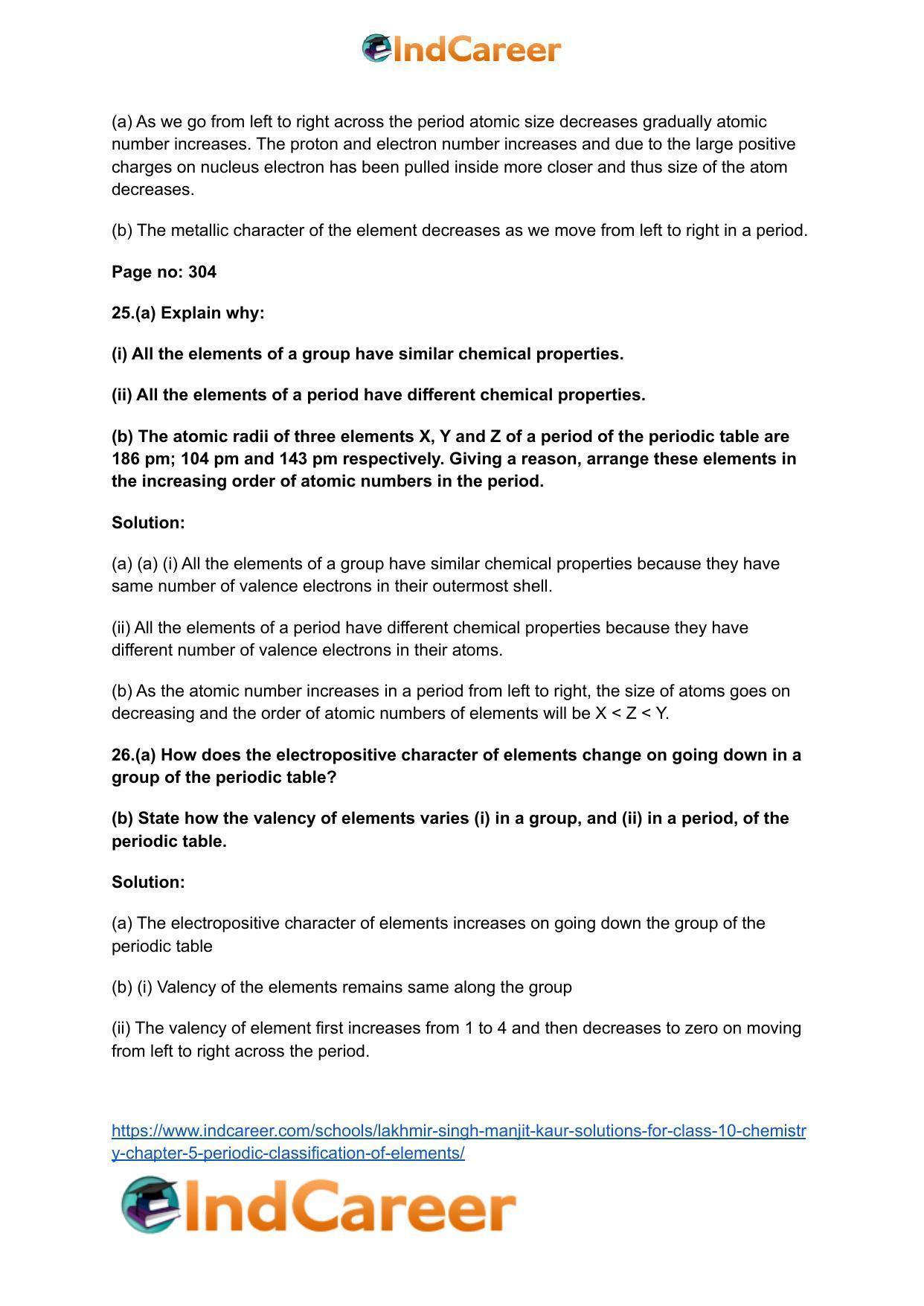 Lakhmir Singh Manjit Kaur Solutions for Class 10 Chemistry: Chapter 5- Periodic Classification Of Elements - Page 23