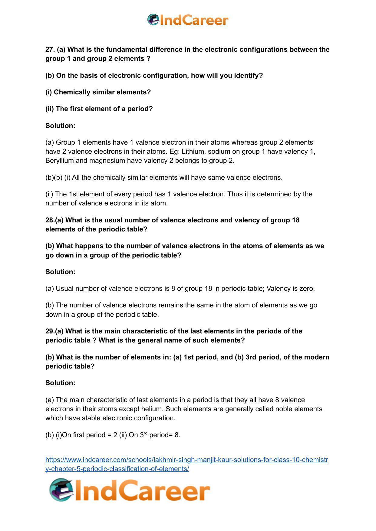 Lakhmir Singh Manjit Kaur Solutions for Class 10 Chemistry: Chapter 5- Periodic Classification Of Elements - Page 24