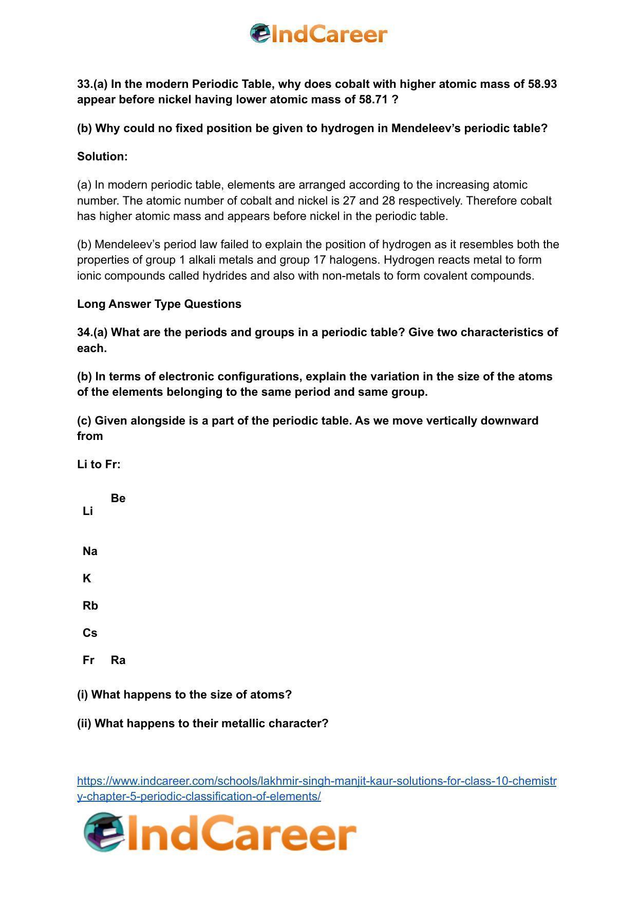 Lakhmir Singh Manjit Kaur Solutions for Class 10 Chemistry: Chapter 5- Periodic Classification Of Elements - Page 26