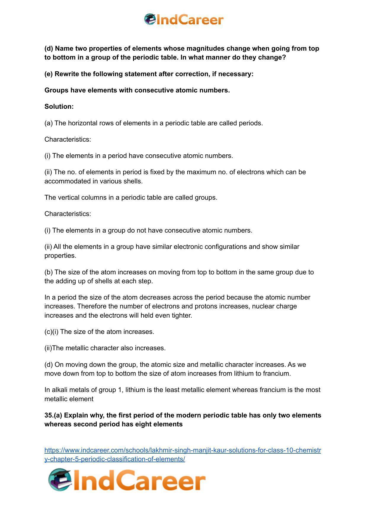Lakhmir Singh Manjit Kaur Solutions for Class 10 Chemistry: Chapter 5- Periodic Classification Of Elements - Page 27