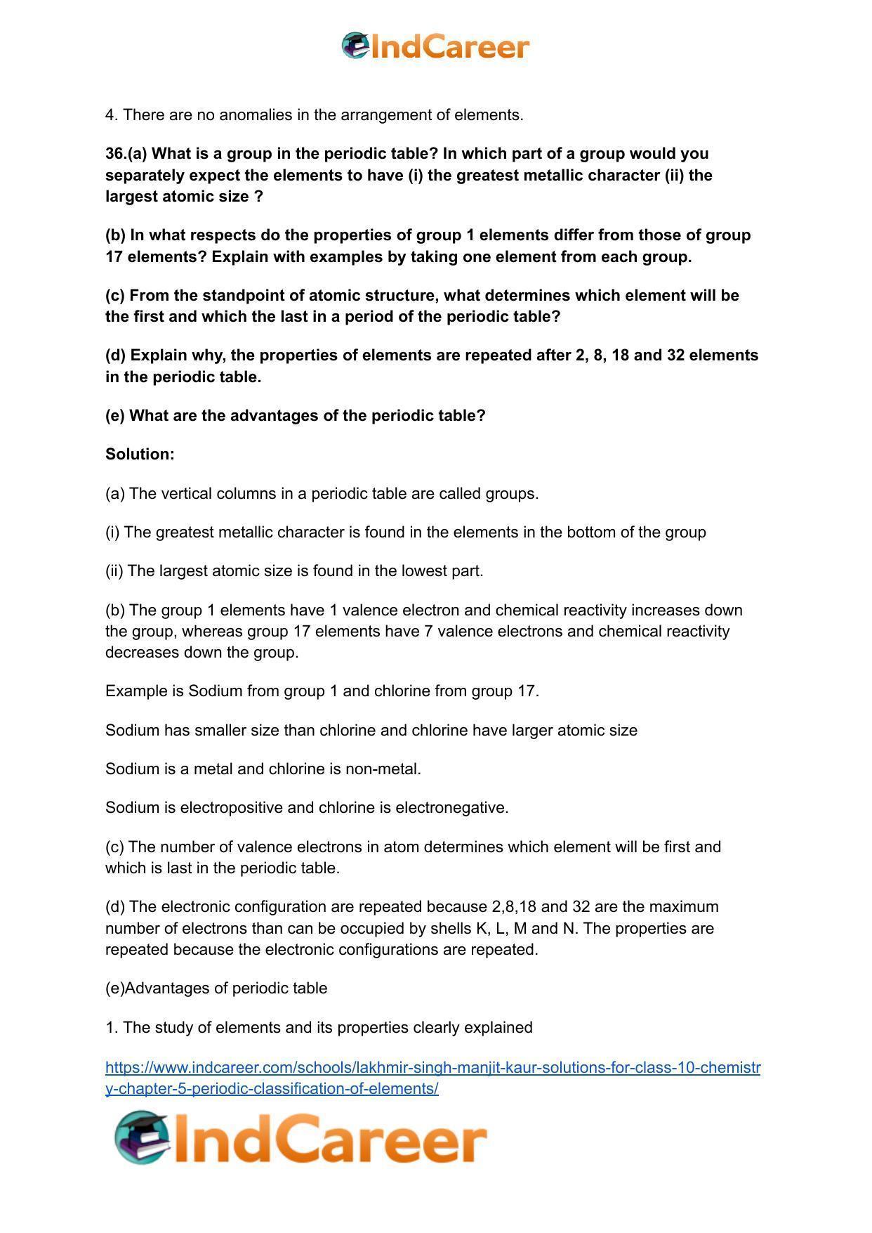 Lakhmir Singh Manjit Kaur Solutions for Class 10 Chemistry: Chapter 5- Periodic Classification Of Elements - Page 29