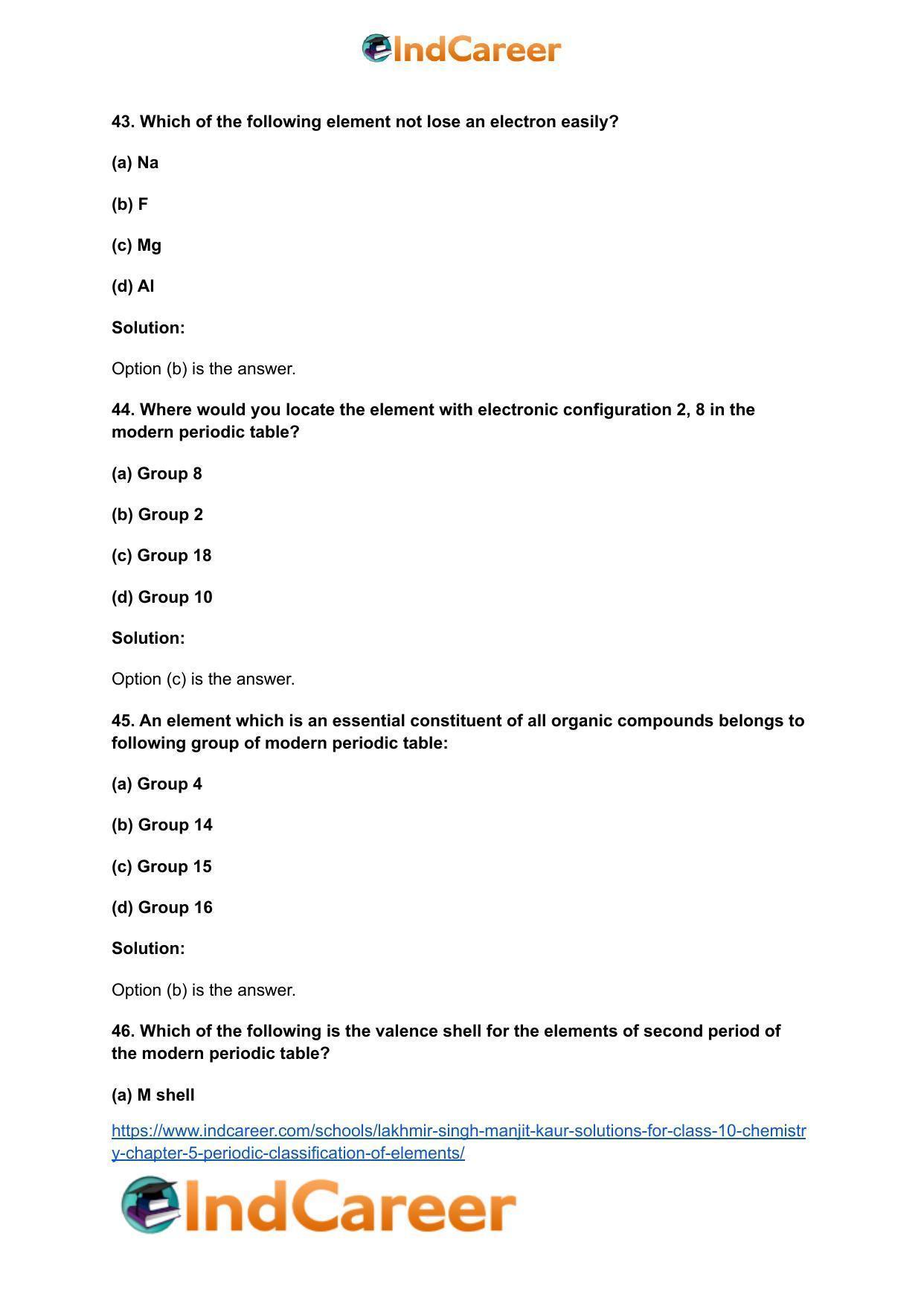 Lakhmir Singh Manjit Kaur Solutions for Class 10 Chemistry: Chapter 5- Periodic Classification Of Elements - Page 32