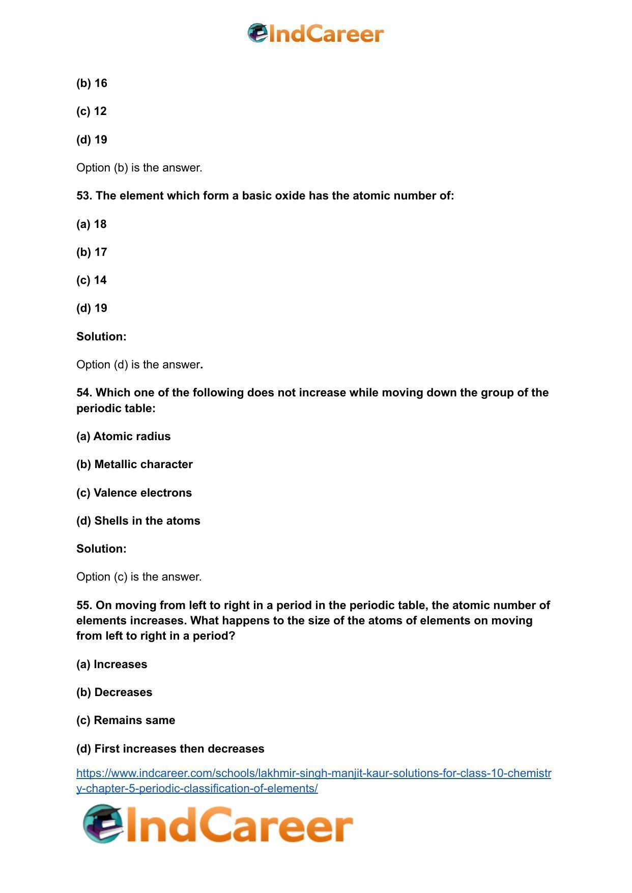 Lakhmir Singh Manjit Kaur Solutions for Class 10 Chemistry: Chapter 5- Periodic Classification Of Elements - Page 35