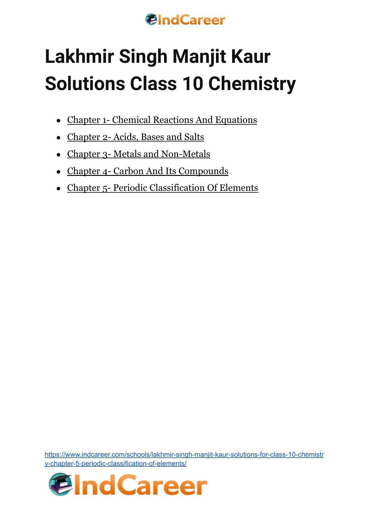 Lakhmir Singh Manjit Kaur Solutions for Class 10 Chemistry: Chapter 5- Periodic Classification Of Elements - Page 37