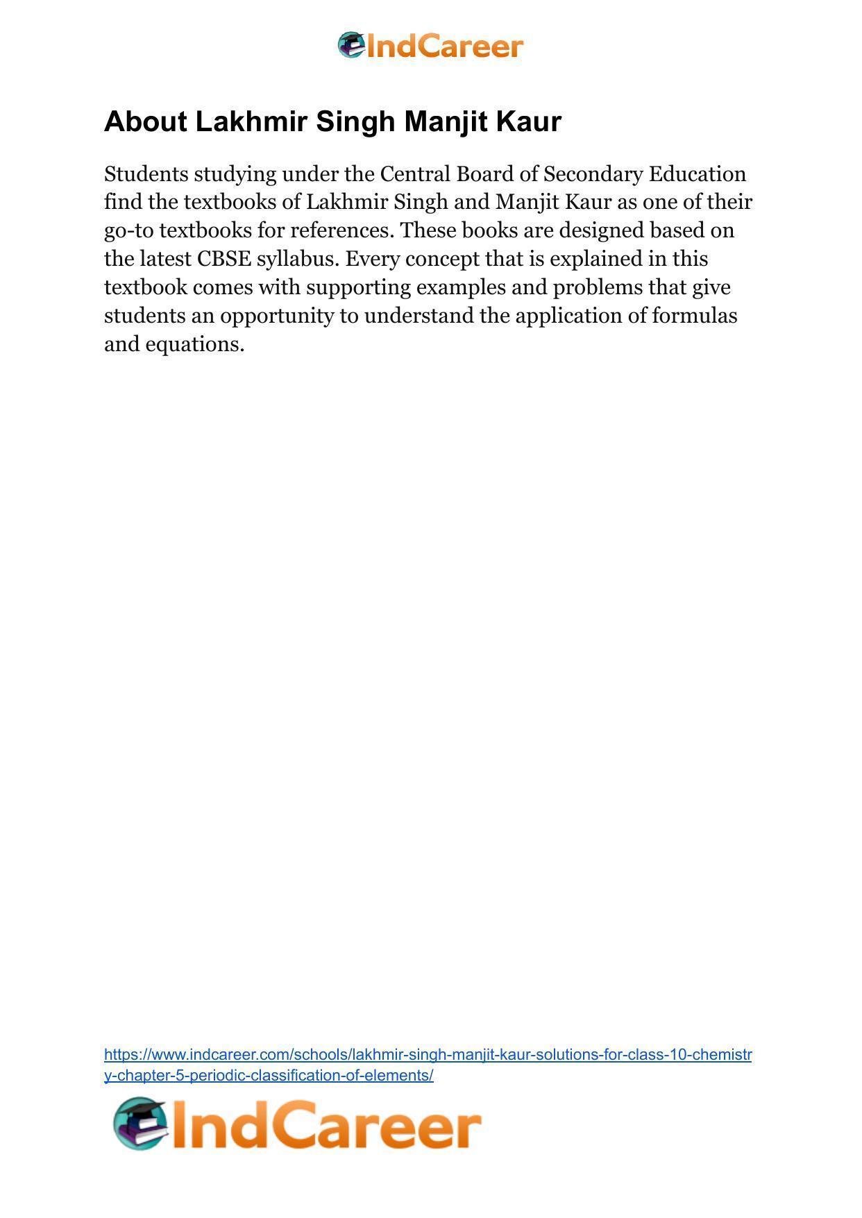 Lakhmir Singh Manjit Kaur Solutions for Class 10 Chemistry: Chapter 5- Periodic Classification Of Elements - Page 38